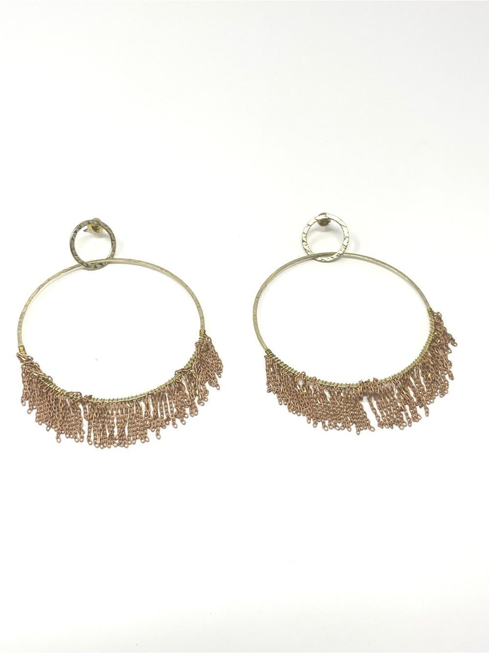 New Anthropologie Hoop Fringe Earrings Gold